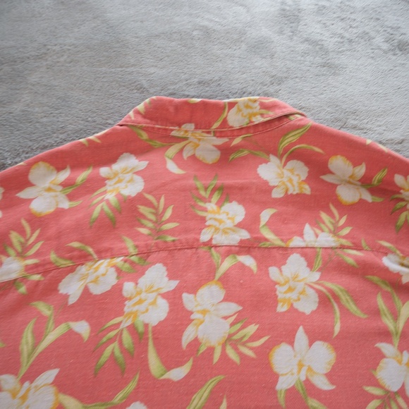 28 Palms Men Pink Floral Hawaiian Shirt Size XL Silk Linen Tropical Short Sleeve - Picture 6 of 13